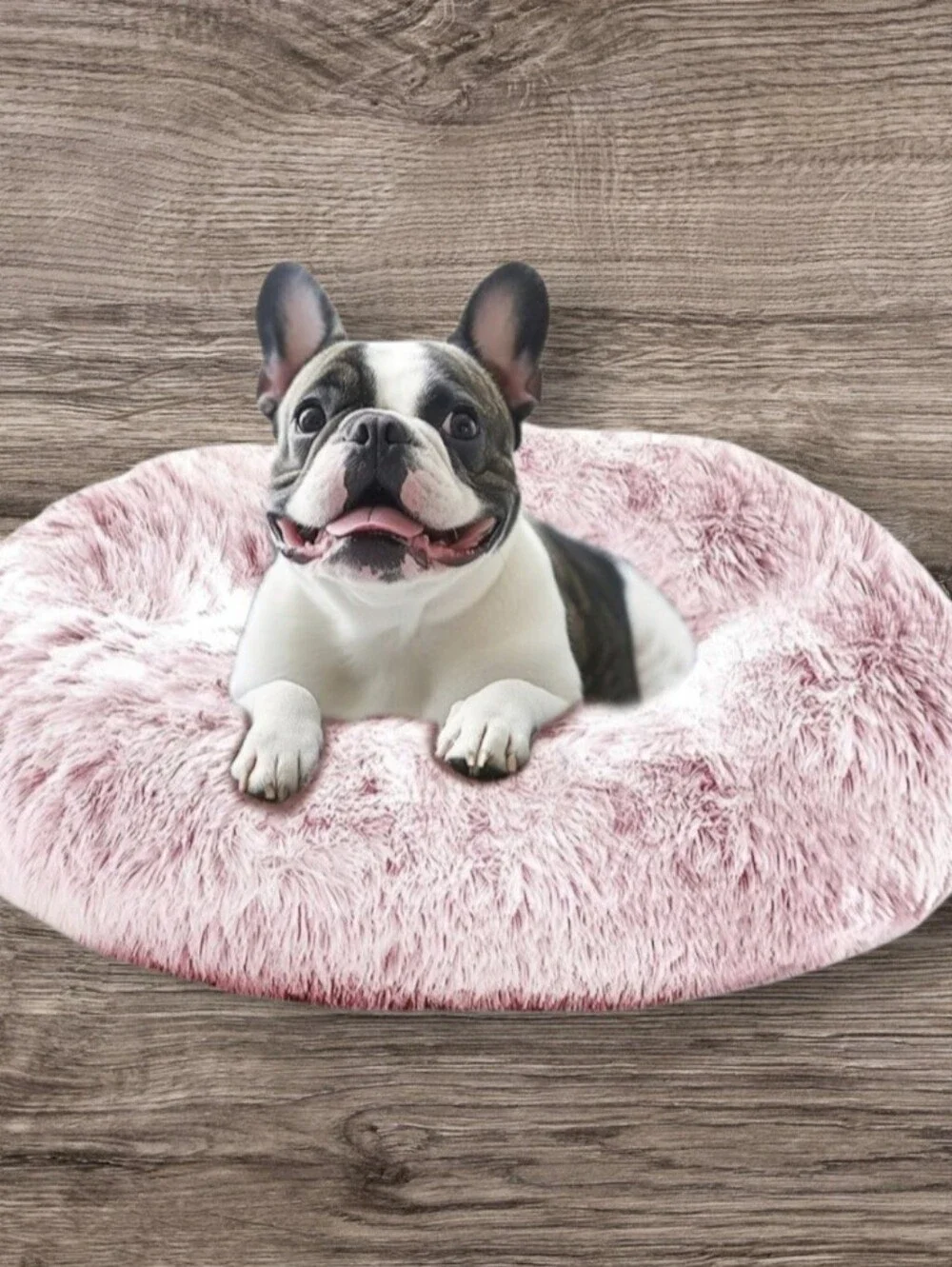 💗 JOLLYVOGUE Plush Pink Calming Dog Bed - Soft Round Pet Cushion